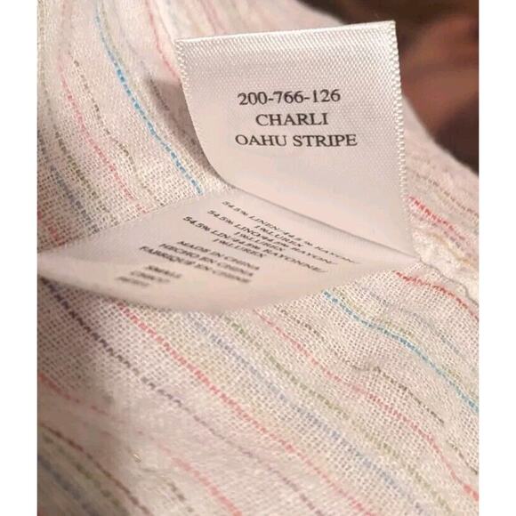 Rails Charli Oahu Rainbow Lurex Metallic Stripe Button Up Blouse‎ Small Linen - Picture 6 of 6